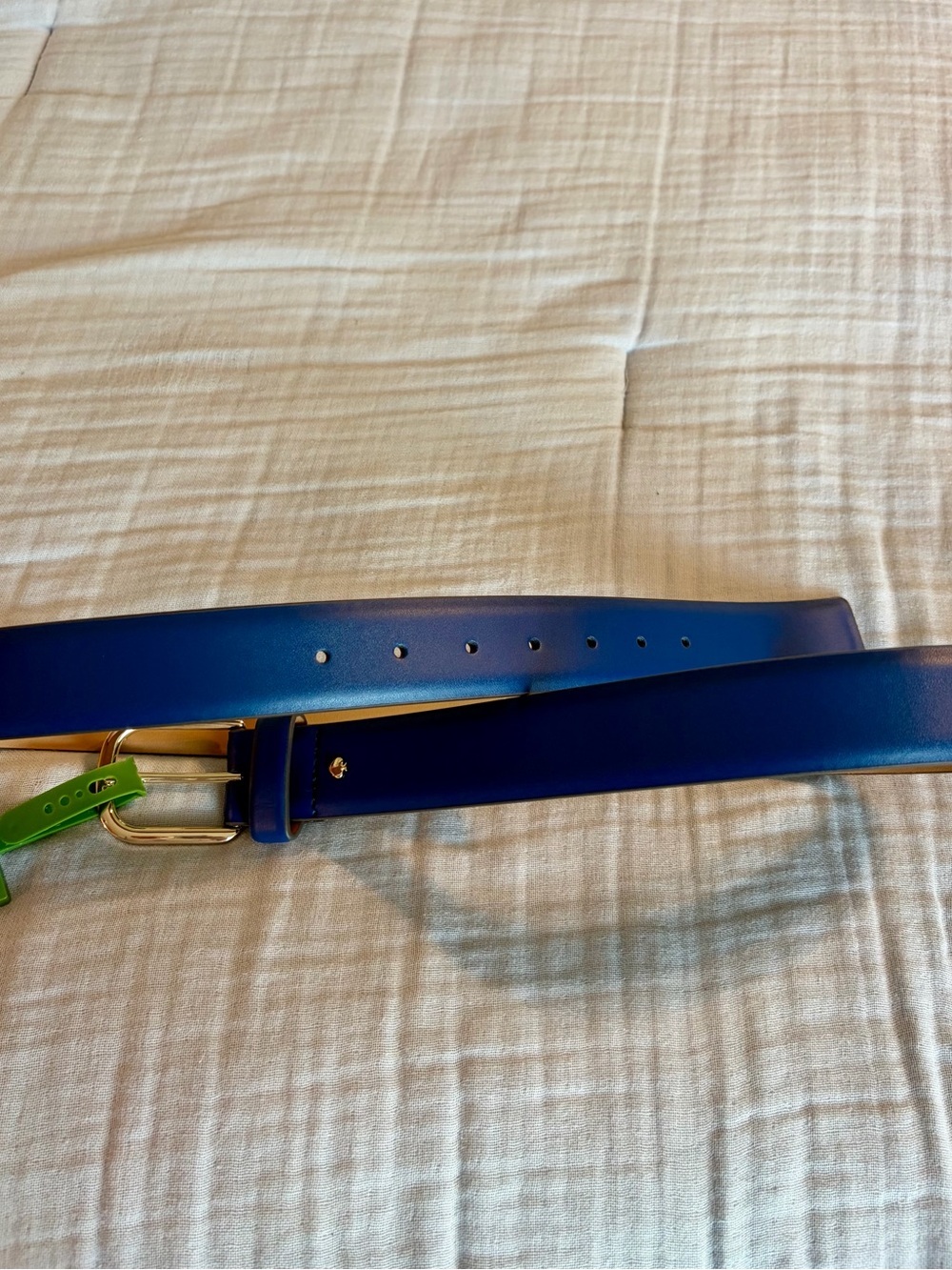 Kate Spade Women’s Blue Genuine Leather Belt with Gold-tone Hardware Sz XL - Picture 2 of 7